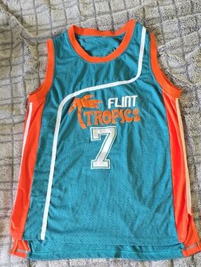 Flint Tropics #7 Teal & Orange Basketball Jersey